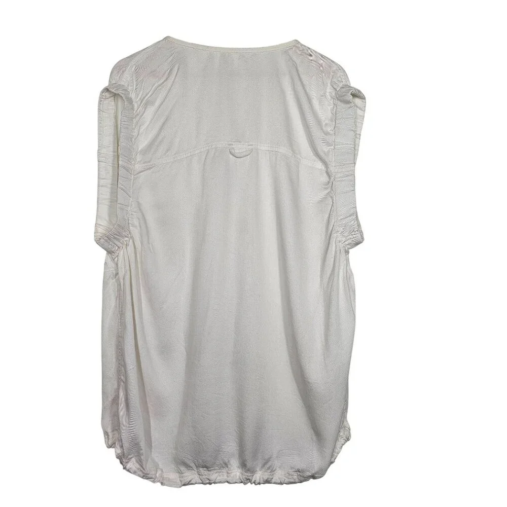 Free People Hang Time Movement White Utility Vest Sleeveless Zip Up Multi Pocket